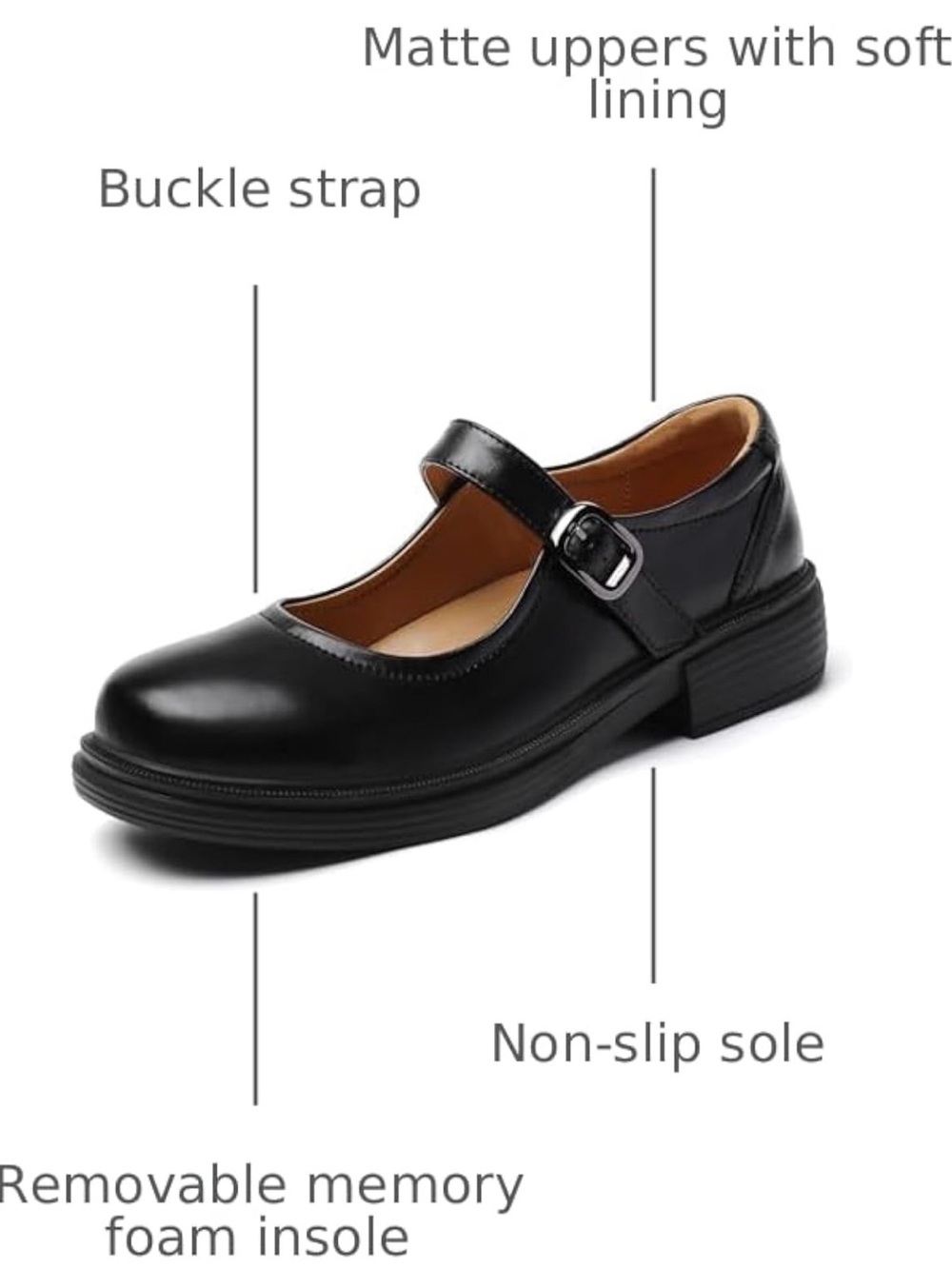 NEW! Black Mary Jane Loafers with Buckle Strap - Picture 5 of 6
